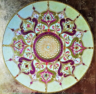 Pittura intitolato "Sun Mandala" da Gisela Gonzalez, Opera d'arte originale, Acrilico