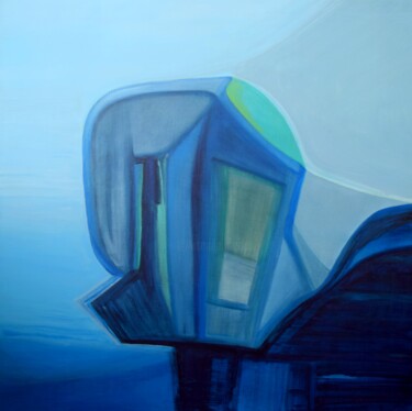 Painting titled "My  blue Home" by Gisela Zimmermann, Original Artwork, Acrylic Mounted on Wood Stretcher frame