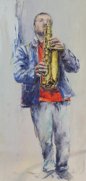 绘画 标题为“saxophoniste” 由Gisele Ceccarelli, 原创艺术品, 油