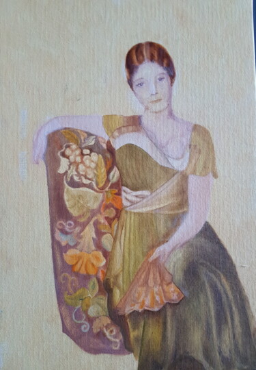 Картина под названием "Femme au fauteuil d…" - Gisele Hamon, Подлинное произведение искусства, Масло Установлен на картон