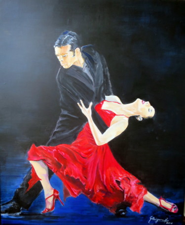 Ζωγραφική με τίτλο "tango-passion-huile…" από Gisella Michel Avignone-Rossa, Αυθεντικά έργα τέχνης, Λάδι