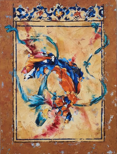 Peinture intitulée "Sacred fall" par Giti Tayebi, Œuvre d'art originale, Huile Monté sur Châssis en bois