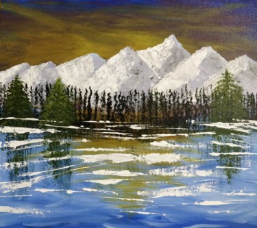 Painting titled "Snow Mountains" by Gitika Singh, Original Artwork, Acrylic