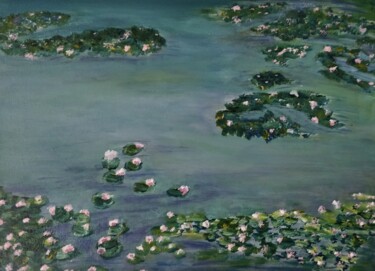 Pintura intitulada "Water Lily Pond" por Gitika Singh, Obras de arte originais, Acrílico
