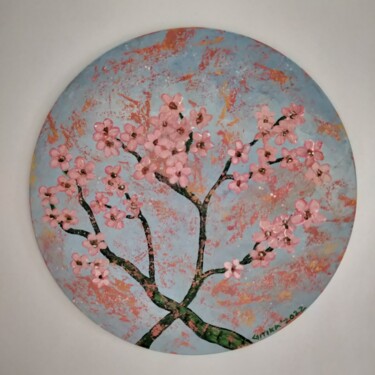 Painting titled "Cherry Blossom Flow…" by Gitika Singh, Original Artwork, Acrylic