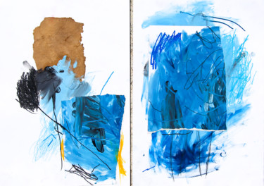 Pintura titulada ""Little blue diptyc…" por Giulio Benatti, Obra de arte original, Oleo