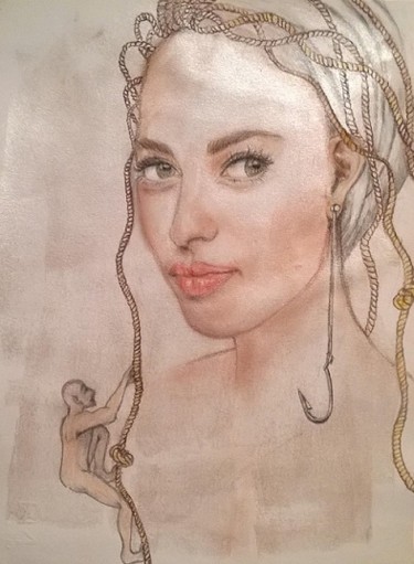 Dibujo titulada "La-seduttrice" por Giuse Iannello, Obra de arte original, Conté