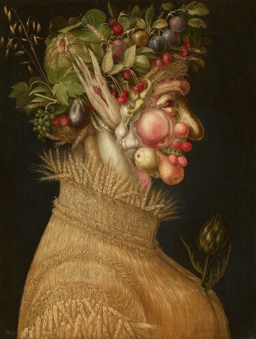 Pintura intitulada "L'été" por Giuseppe Arcimboldo, Obras de arte originais, Óleo