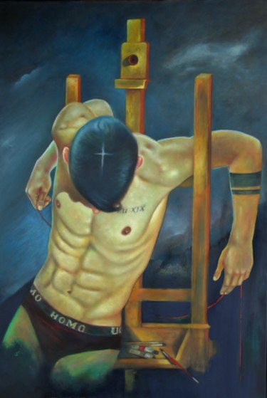 Painting titled "Ecce homo" by Giuseppe Jobin Tanzi, Original Artwork, Oil