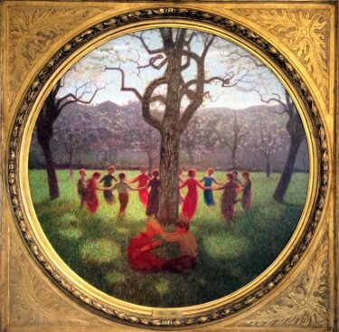 Pintura intitulada "Girotondo" por Giuseppe Pellizza, Obras de arte originais, Óleo