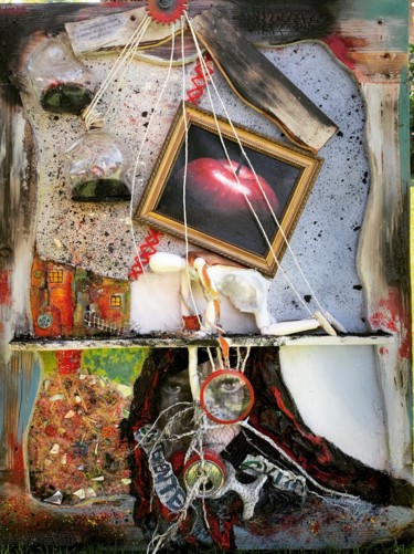 Collages getiteld "Dear World" door Un2, Origineel Kunstwerk, Collages Gemonteerd op Houten paneel