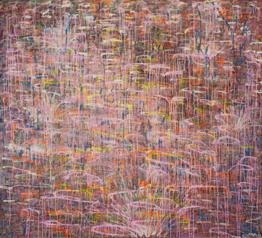Malerei mit dem Titel "Thoughtless in Pink" von Giuseppe Valia, Original-Kunstwerk, Sprühfarbe Auf Keilrahmen aus Holz monti…