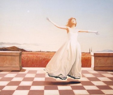 Peinture intitulée "la mariee" par Edmond Gjikopulli, Œuvre d'art originale, Huile