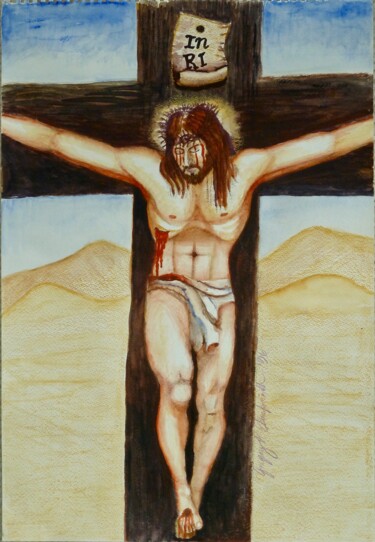 제목이 "Christ on the cross"인 미술작품 Gregory Paul Kampwirth로, 원작, 수채화