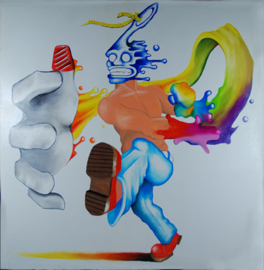 Malerei mit dem Titel "Runing from self" von Amaretov, Original-Kunstwerk, Öl