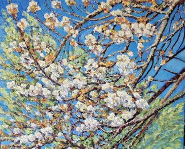 Malerei mit dem Titel "Branche de cerisier" von Glaréole, Original-Kunstwerk, Acryl