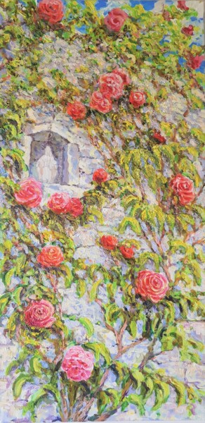 Peinture intitulée "Vierge au rosier" par Glaréole, Œuvre d'art originale, Acrylique