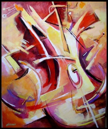 Painting titled "guitare" by Gleisner, Original Artwork, Oil