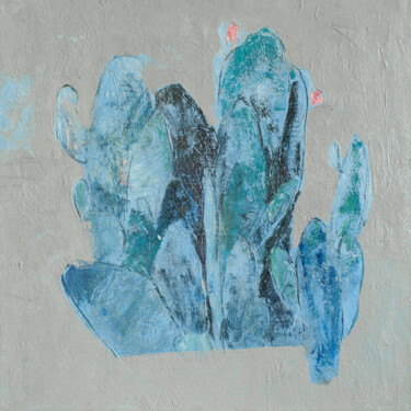Malerei mit dem Titel "Blue cactus" von Glib Franko, Original-Kunstwerk, Öl Auf Keilrahmen aus Holz montiert
