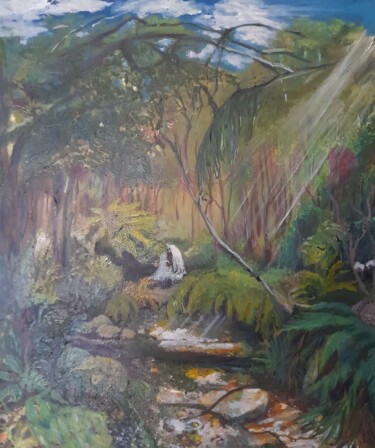 Malerei mit dem Titel "Knysna Forest" von Glodina Van Zyl, Original-Kunstwerk, Öl
