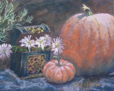 Malerei mit dem Titel "Harvest Treasures" von Gloria Nilsson, Original-Kunstwerk, Pastell