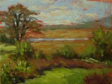 Malerei mit dem Titel "Marsh View, Lords C…" von Gloria Nilsson, Original-Kunstwerk, Öl
