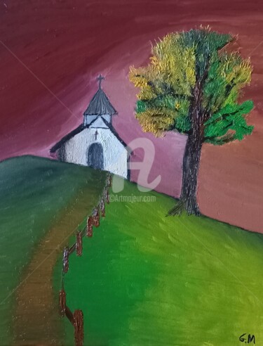 Schilderij getiteld "La Chapelle" door Gm Art, Origineel Kunstwerk, Olie