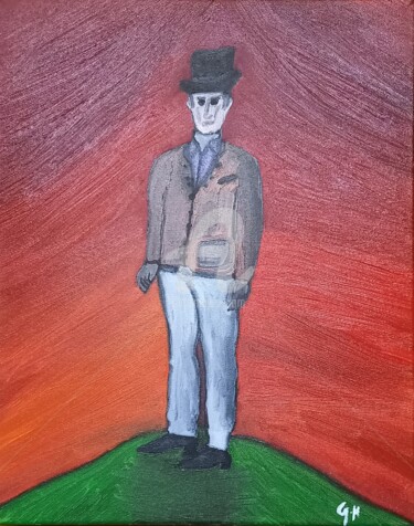 Peinture intitulée "Homme Au Chapeau (2)" par Gm Art, Œuvre d'art originale, Huile