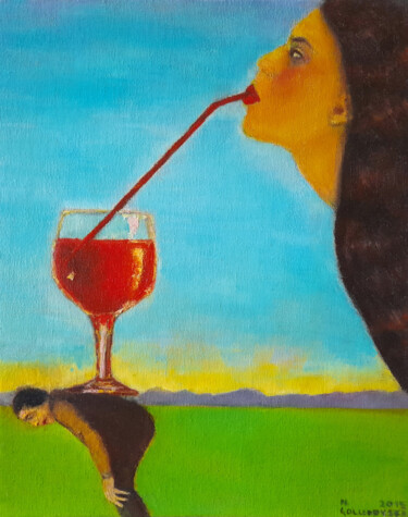 Painting titled "it's hard life" by Nikola Golubovski, Original Artwork, Oil