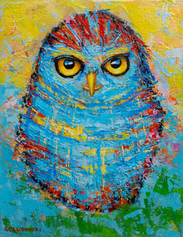 Ζωγραφική με τίτλο "owl 3" από Nikola Golubovski, Αυθεντικά έργα τέχνης, Ακρυλικό