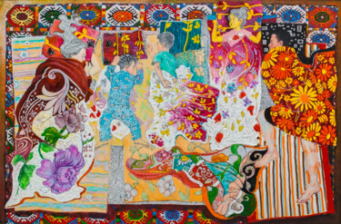 Peinture intitulée "Flowers in my garden" par Gochmuradov Gahryman, Œuvre d'art originale, Huile