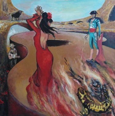 Pittura intitolato "And again Carmen" da Roman Kvidko, Opera d'arte originale, Acrilico