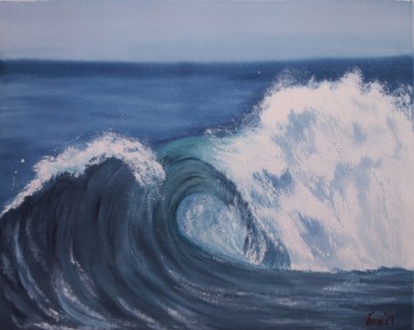 Painting titled ""Sea wave"" by Valeriia Kempi, Original Artwork, Watercolor