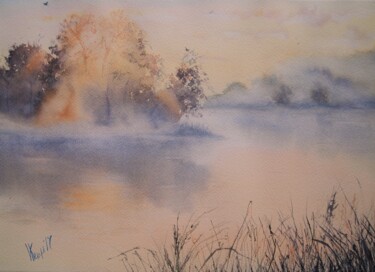 Peinture intitulée "Туманный рассвет" par Valeriia Kempi, Œuvre d'art originale, Aquarelle