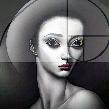 Digitale Kunst getiteld "Fibonacci-Girl" door Golly Hertlein, Origineel Kunstwerk, Digitaal Schilderwerk