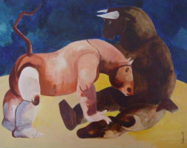 Pintura intitulada "Brincadeiras de béb…" por Gonçalo Condeixa, Obras de arte originais