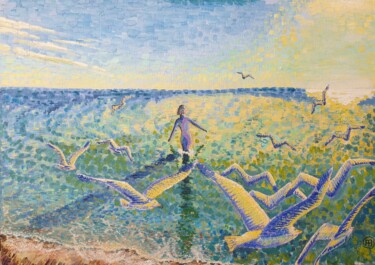 제목이 "Yellow-blue winter…"인 미술작품 Сергей Гонтаровский (Serhii Hontarovskyi)로, 원작, 기름 나무 들것 프레임에 장착됨