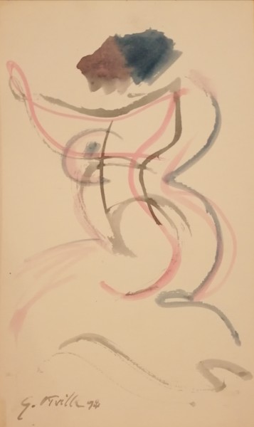 Peinture intitulée "Trazo mujer 1" par Gonzalo Utrilla, Œuvre d'art originale, Aquarelle