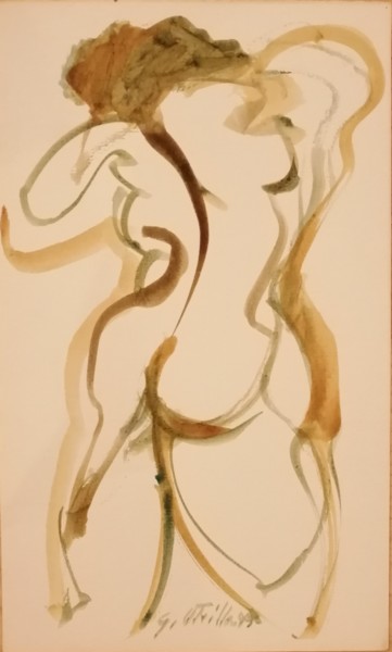 Картина под названием "Trazo mujer 2" - Gonzalo Utrilla, Подлинное произведение искусства, Акварель