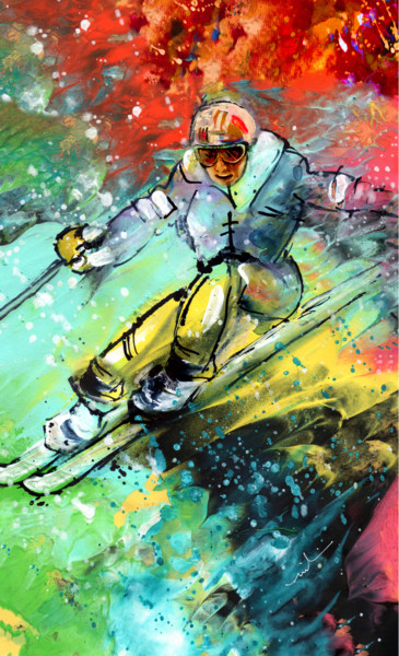 绘画 标题为“Skiing 11” 由Miki De Goodaboom, 原创艺术品, 丙烯