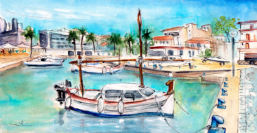 Painting titled "Harbour Of Cala Rat…" by Miki De Goodaboom, Original Artwork, Watercolor