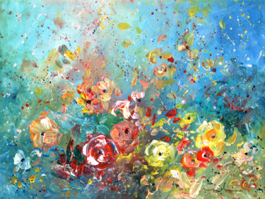 Malerei mit dem Titel "Explosion Of Joy 25" von Miki De Goodaboom, Original-Kunstwerk, Acryl Auf Karton montiert