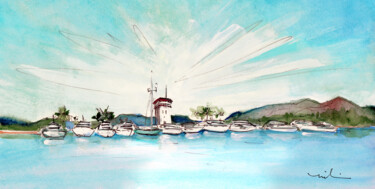 Painting titled "Puerto Portals 01" by Miki De Goodaboom, Original Artwork, Watercolor