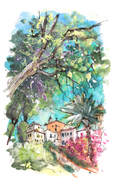 Картина под названием "Ibiza Town 07" - Miki De Goodaboom, Подлинное произведение искусства, Акварель