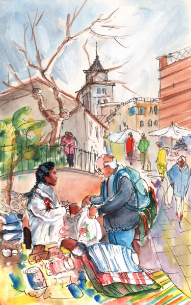 Malarstwo zatytułowany „Sineu Market 03” autorstwa Miki De Goodaboom, Oryginalna praca, Akwarela