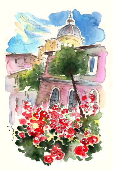 Painting titled "Red Roses From Cata…" by Miki De Goodaboom, Original Artwork, Watercolor