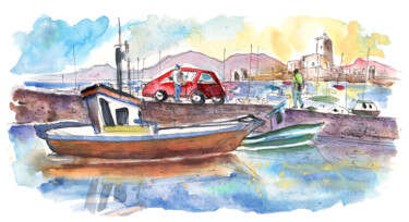 Peinture intitulée "Trapani Harbour" par Miki De Goodaboom, Œuvre d'art originale, Aquarelle