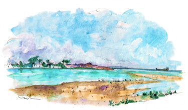 Pittura intitolato "Laguna In Puerto Rey" da Miki De Goodaboom, Opera d'arte originale, Acquarello