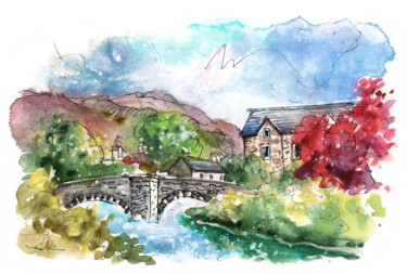 Painting titled "Beddgelert In Snowd…" by Miki De Goodaboom, Original Artwork, Watercolor