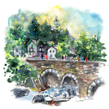 Peinture intitulée "Betws-y-coed In Sno…" par Miki De Goodaboom, Œuvre d'art originale, Aquarelle